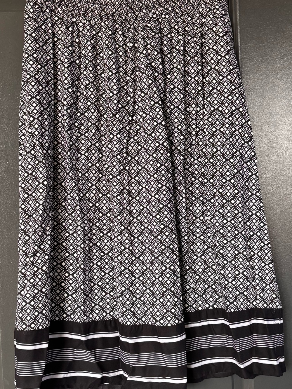 croft & barrow Black and White Geometric Maxi Skirt with Striped Hem